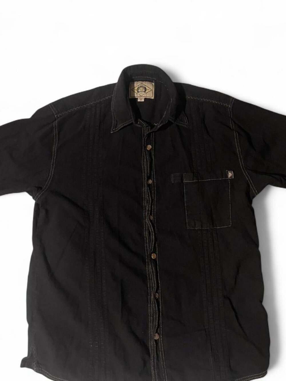 Scully Farthest Point Men's Black Guayabera Style Western Shirt - Size S